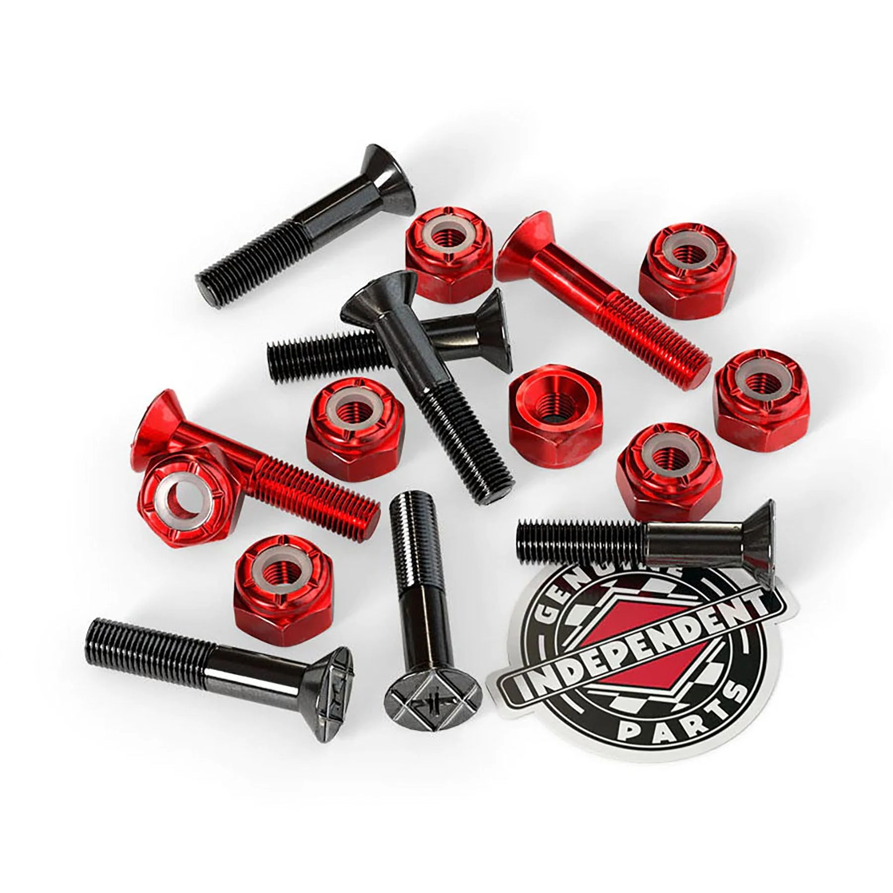 Skateboard Hardware For Ultimate Precision-[INDEPENDENT] Genuine Parts in Black/Red - 7/8”Phillips