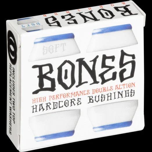 Skateboard Hardware For All-Terrain Skating-[BONES] "HARDCORE BUSHINGS" WHITE - SOFT(80A)