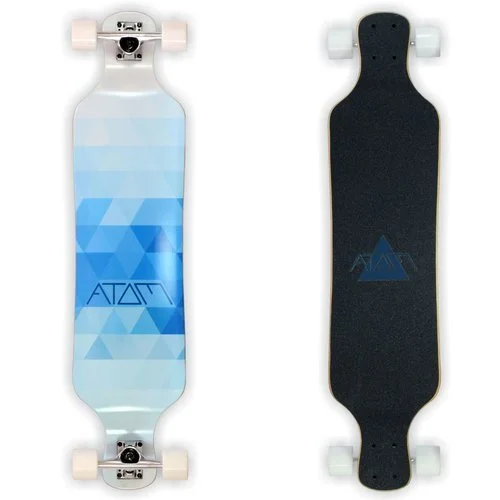 Skateboard Deck For Professional Competitions-Drop Deck Longboard (Blue Triangles) - Atom 39"