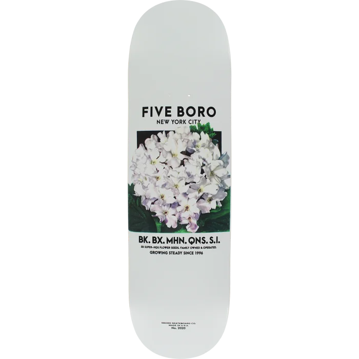 Skateboard Deck With Strong Wood Construction-5BORO FLOWER SEED DECK-8.5 WHITE/WHT