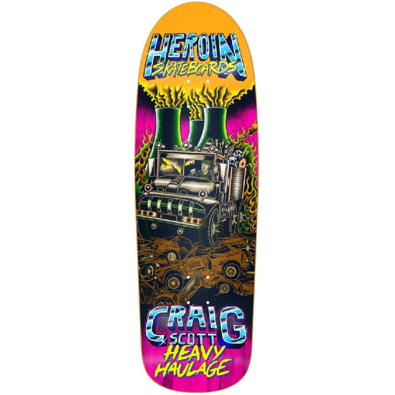 Custom Skateboard Deck Design-9.5" Heroin Skateboards Craig Questions Heavy Haulage Deck