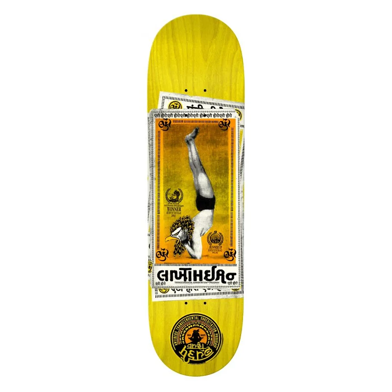 Skateboard Deck With Adjustable Design-Anti Hero Skateboards Nahmaste Skateboard Deck Yellow Stain - 8.75