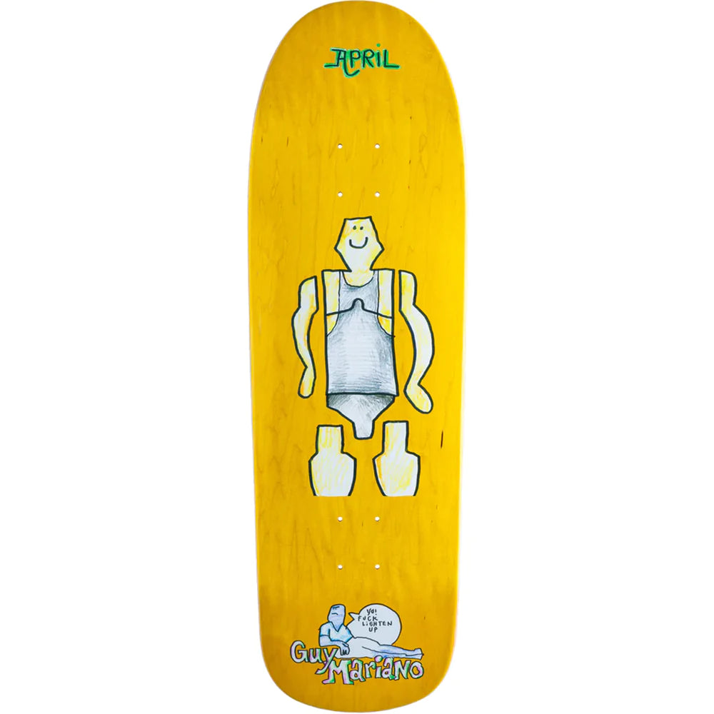 Unique Graphic Skateboard Decks-April Skateboards Guy By Gonz Skateboard Deck Yellow - 9.6