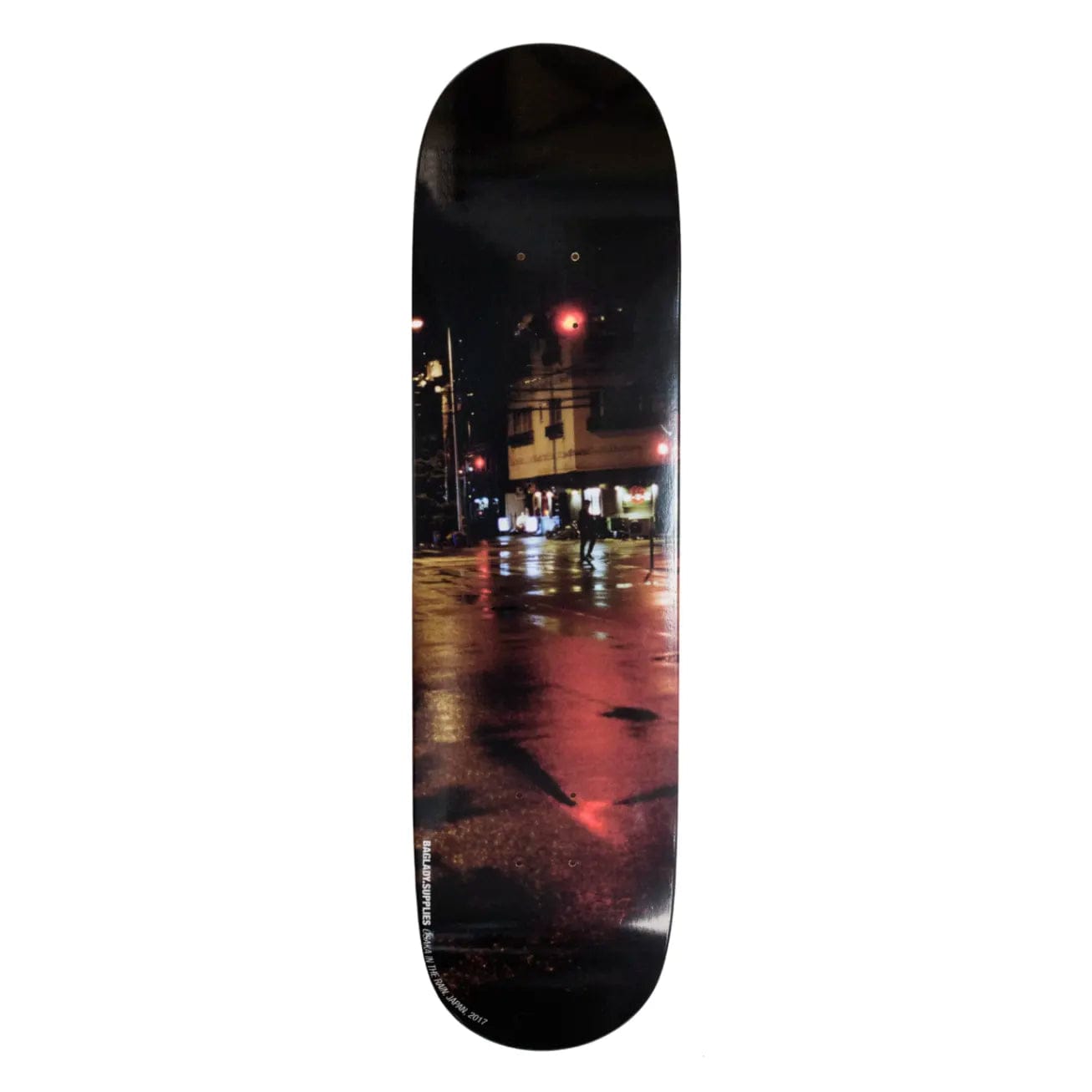 Skateboard Deck With Detailed Artwork-Baglady Supplies Osaka In The Rain Skateboard Deck 8.375"