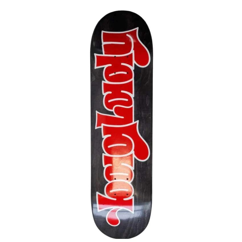 Skateboard Deck With Vibrant Color-Baglady Supplies "Throw Up" Logo Skateboard Deck Black 8.125"