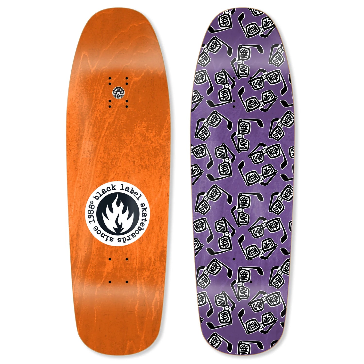 Skateboard Deck For Technical Street Skating-Black Label Skateboards Curb Nerd Skateboard Deck 9.63 - Assorted Stains