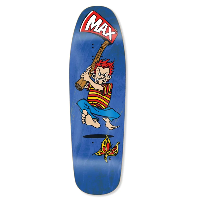 Skateboard Deck For Advanced Skating Techniques-Black Label Skateboards Max Evans Axe '91 Reissue Deck - 9.625 - Assorted Stains