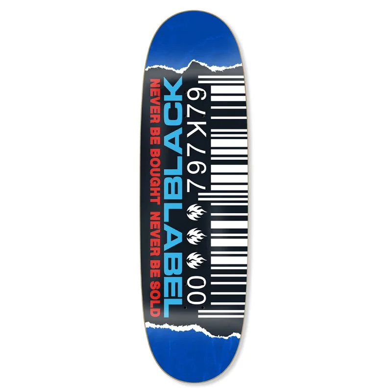 Skateboard Deck For Long-Term Use-Black Label Skateboards Ripped Barcode Deck - 9.5 Egg - Assorted Stains