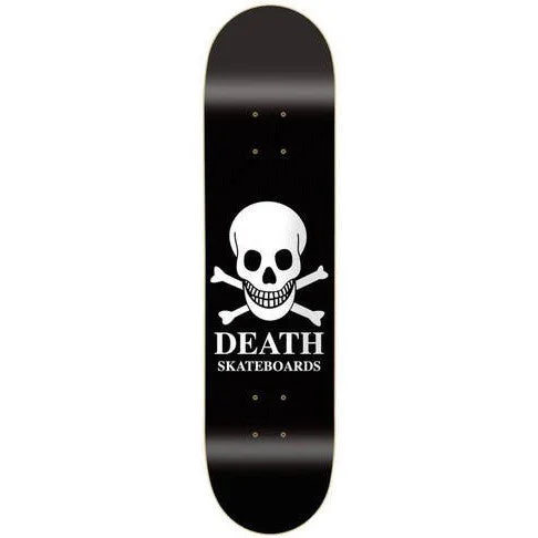 Skateboard Deck For Flatland Skating-Death Skateboards OG Skull Skateboard Deck - Black/White - 8.25