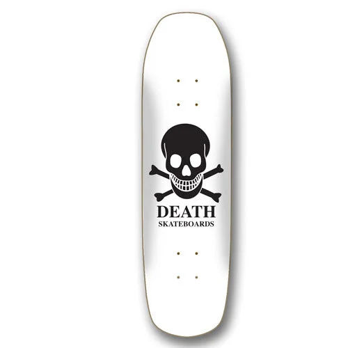 Skateboard Deck For Longboard Riders-Death Skateboards OG Skull Square Nose Pool Shape Skateboard Deck - White/Black - 9.0