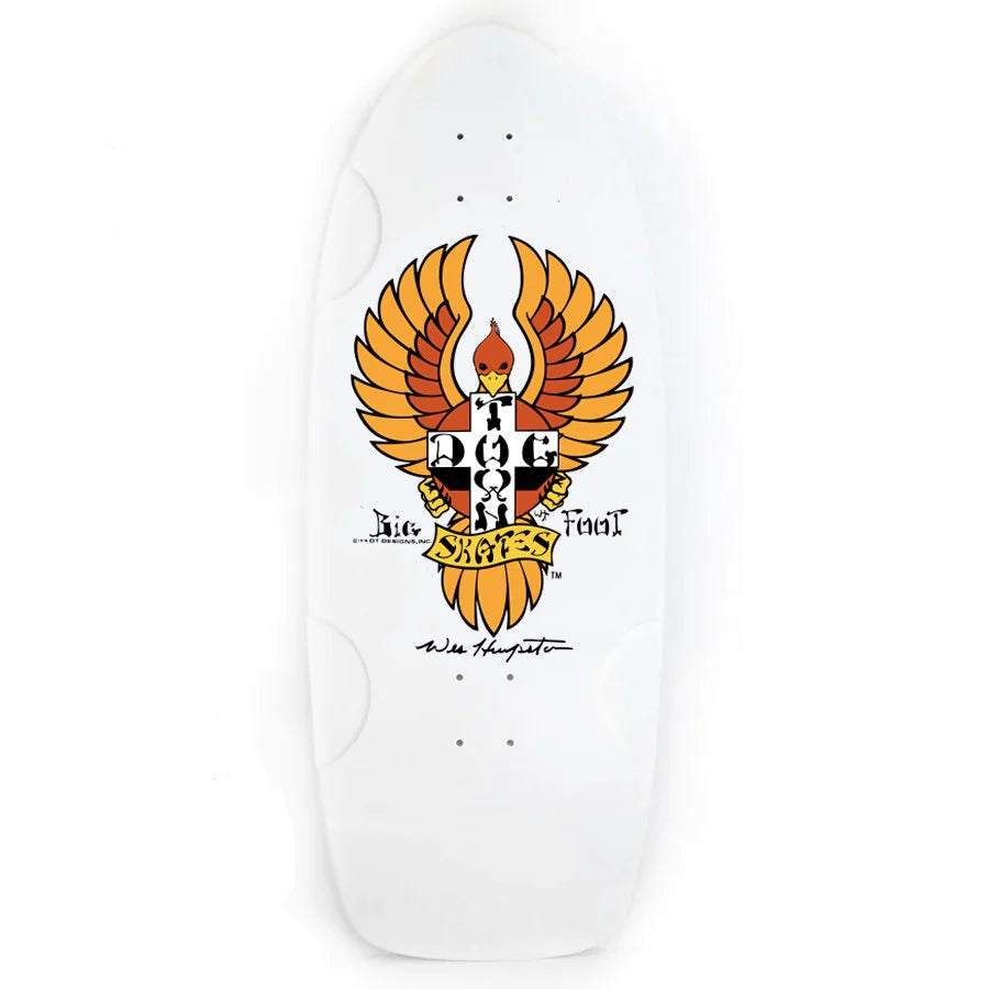 Skateboard Deck With A Smooth Finish-Dogtown Big Foot OG 70's Classic Deck Full White Dip / Orange Bird -11.875