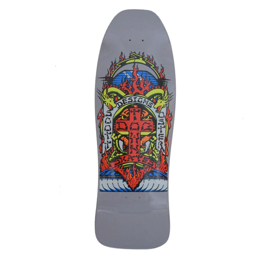 Deck For Skateboarding Beginners-Dogtown Scott Oster 80's Reissue Skateboard Deck Cool Grey Dip - 10.361