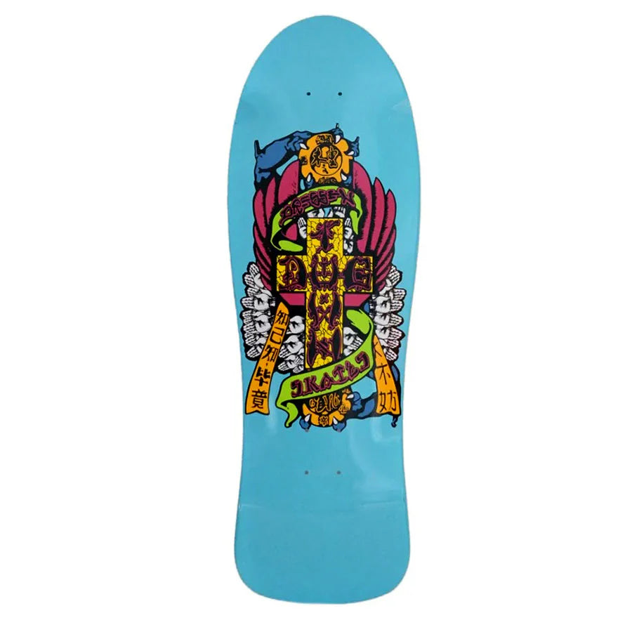 Skateboard Deck With Great Balance-Dogtown Skateboards Eric Dressen Hands 80's Reissue Skateboard Deck Sky Blue Full Dip - 10.125