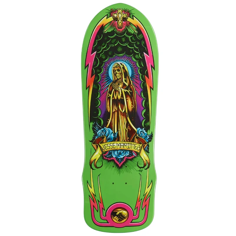 Professional Skateboard Deck For Power Skating-Dogtown Skateboards Jesse Martinez Guadalupe Handshake 1987 Skateboard Deck - 10.0 Full Neon Green Dip