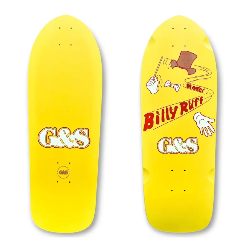 Skateboard Deck With Bold Graphics-G&S Billy Ruff "Invisible Magician"  - Yellow - Glow in the Dark Reissue Skateboard Deck