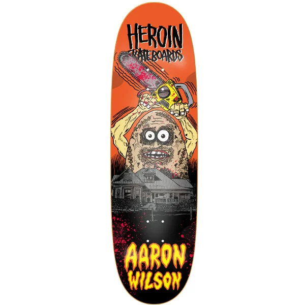 Skateboard Deck For Freestyle Skating-Heroin Skateboards Aaron Wilson Teggxas Chainsaw Symmetrical Egg Shaped Skateboard Deck - 9.125