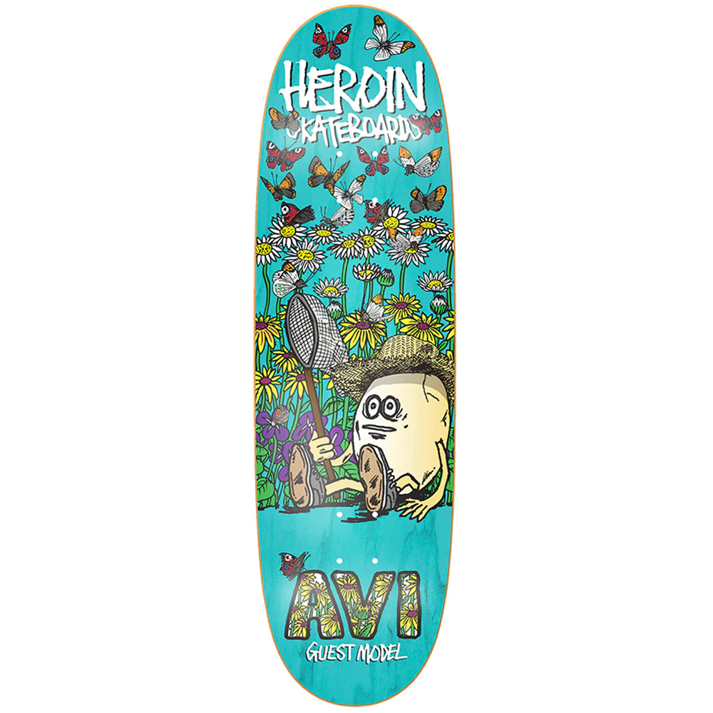 Comfortable Skateboard Deck For Long Rides-Heroin Skateboards Avi Guest Egg Skateboard Deck - 8.88 (Assorted Stains)