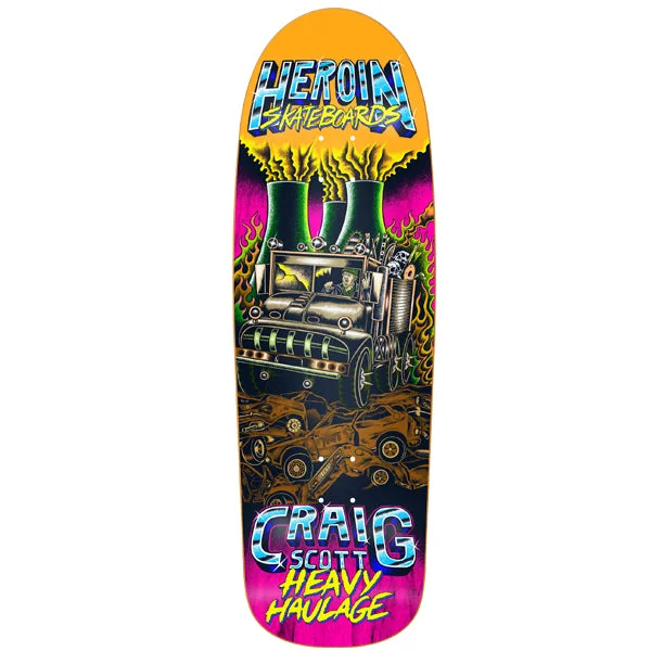 Long Skateboard Deck For Comfort-Heroin Skateboards Craig Heavy Haulage Skateboard Deck - 9.5 (Assorted Colour Stains)