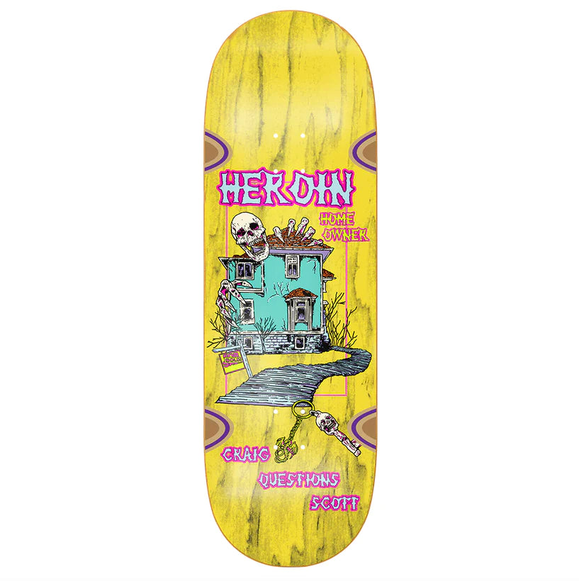 Pro-Level Skateboard Deck For Performance-Heroin Skateboards Craig Questions Die Tonight Skateboard Deck - 10.0 (Assorted Veneers)