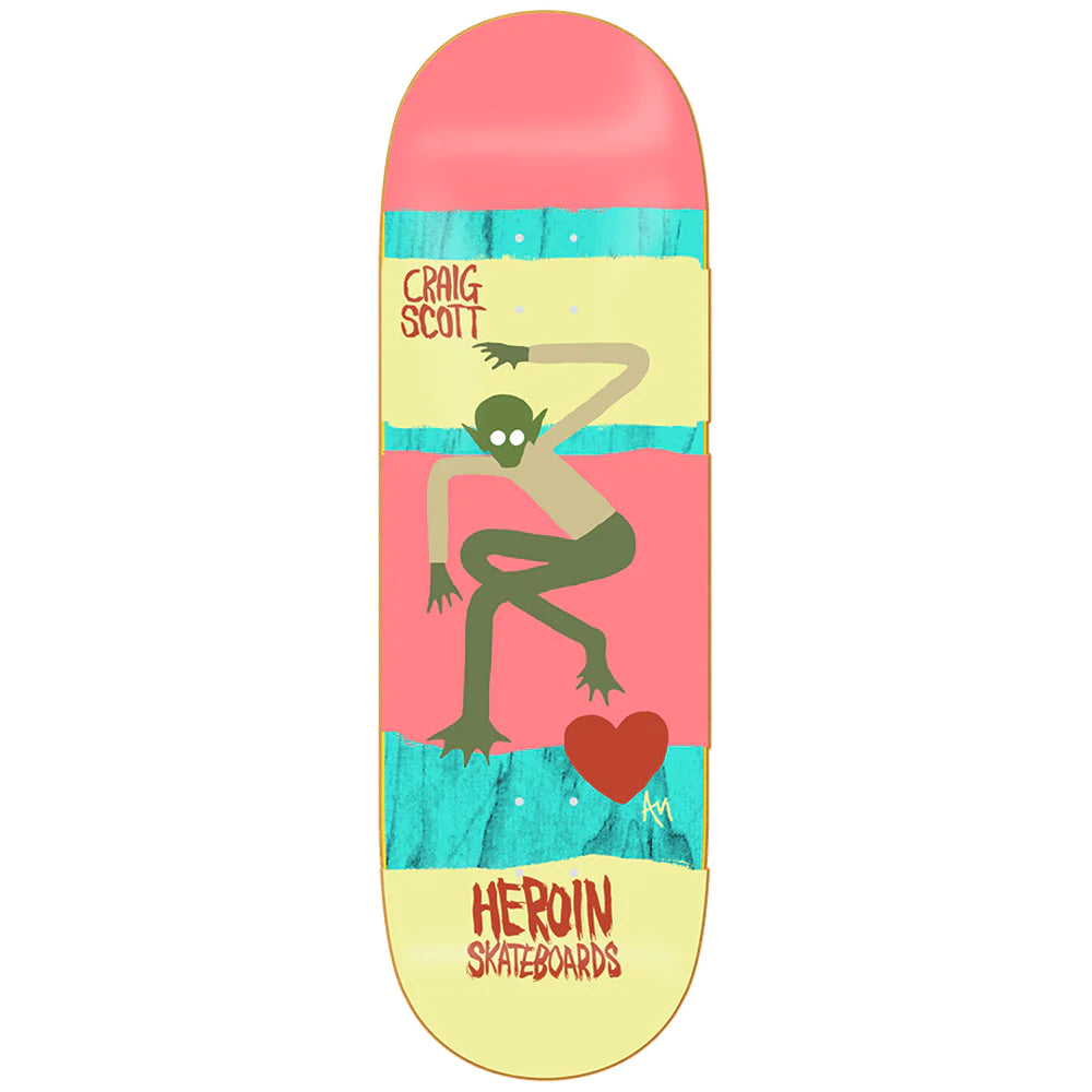 Skateboard Deck With Perfect Shape-Heroin Skateboards Craig Questions Papillon Skateboard Deck - 10.0