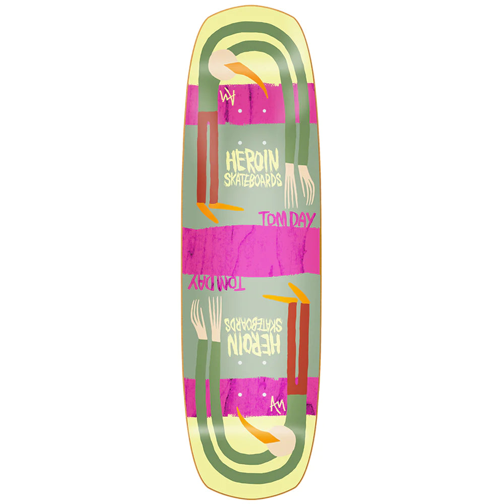 Skateboard Deck With Enhanced Traction-Heroin Skateboards Tom Day Papillon Skateboard Deck - 9.0 Symmetrical Shovel