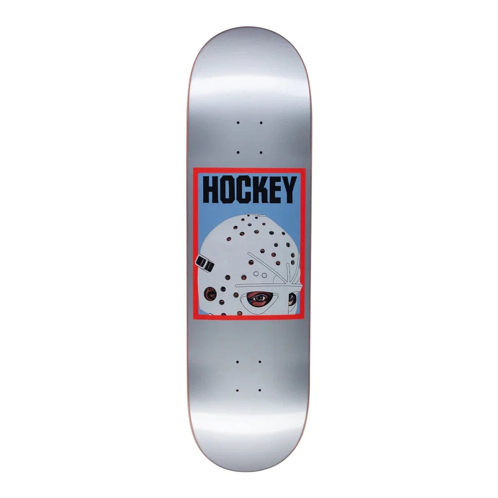 High-Quality Skateboard Deck With Strong Build-Hockey Skateboards Half Mask Silver Skateboard Deck 8.75"