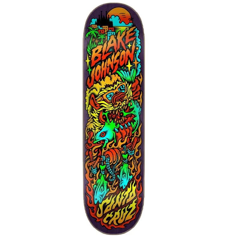 Deck With Graphic Print For Skateboard-Johnson Beach Wolf Two Skateboard Deck 8.375in x 32in Santa Cruz