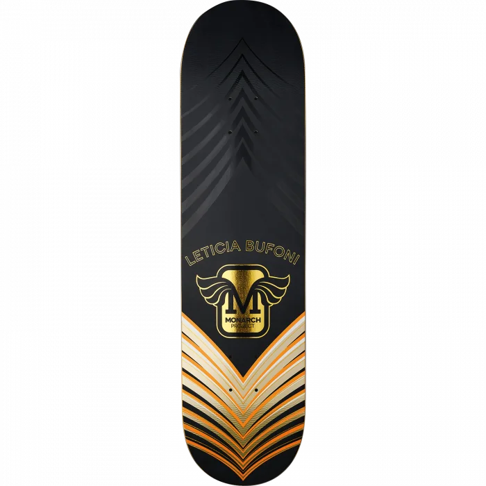 Skateboard Deck For Quick Tricks-MONARCH BUFONI HORUS DECK-8.37 BLK/GOLD/ORG