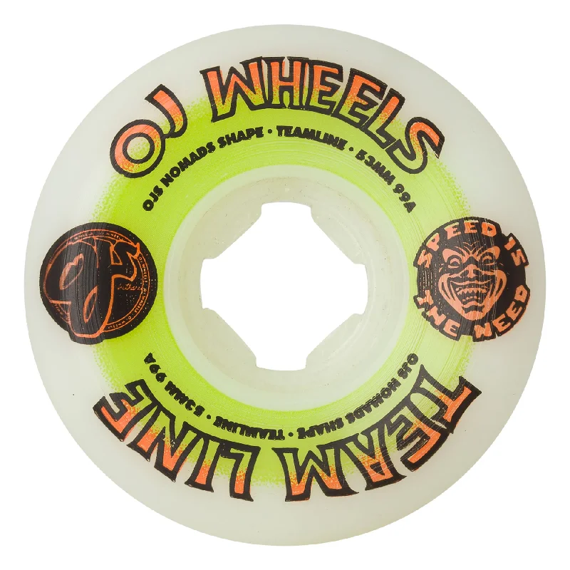 Best Skateboard Deck For Smooth Riding-OJ Team Line Original White Green/Orange Nomads 99A 53mm