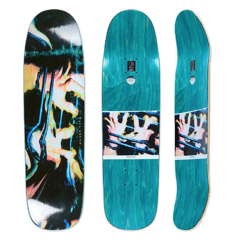 Skateboard Deck With Enhanced Pop-Polar Skate Co. Tweaked Hands Paul Grund Deck P9 Shape 8.625"