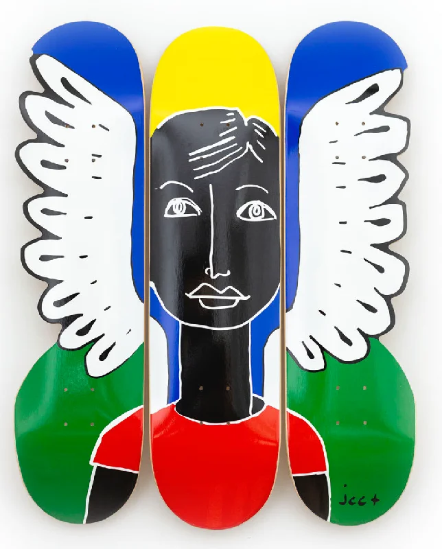 Skateboard Deck With Artistic Design-Pop Wing Flip 1, JEAN-CHARLES DE CASTELBAJAC Skateboard Deck