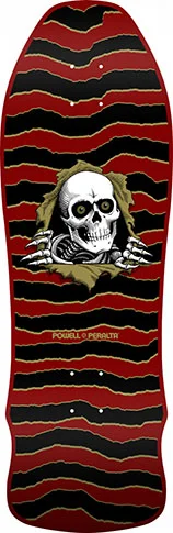 Skateboard Deck With Ideal Shape-Powell Geegah Ripper Maroon Re-Issue Skateboard Deck 9.75" x 30"