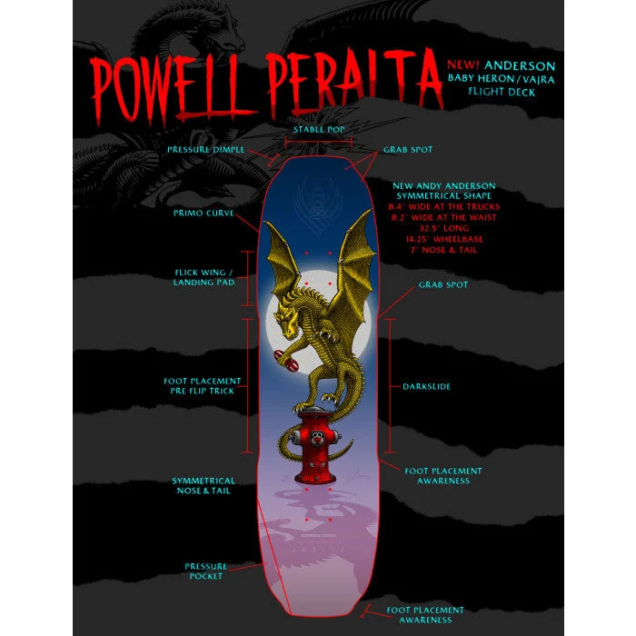 Skateboard Deck For Speed and Stability-Powell Peralta - Andy Anderson Baby Heron Egg (Vajra) Flight Deck 8.4"