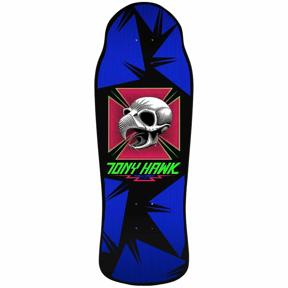 Skateboard Deck For Technical Street Performance-Powell Peralta Bones Brigade Tony Hawk Skull Blacklight Deck Series 14 - 10.38"