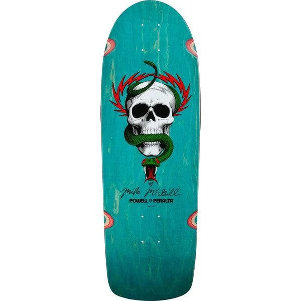 Skateboard Deck For Endless Tricks-Powell Peralta Mike McGill Skull & Snake Reissue Deck 10" Teal