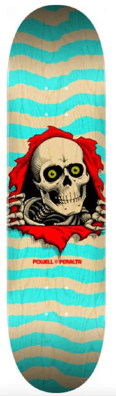 Wide Skateboard Deck For Comfort-Powell Peralta Ripper- Shape 242 - 8 x 31.45 Natural Turquoise  Skateboard Deck