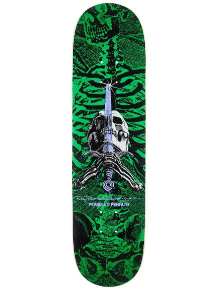 Maple Wood Skateboard Deck For Durability-Powell Peralta Skull and Swords Green 8.0