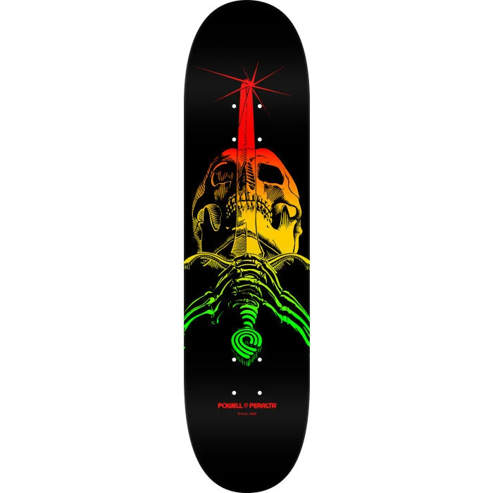 Lightweight Skateboard Deck For Riders-Powell Peralta Skull & Sword Skateboard Deck Rasta Fade - Shape 246 - 9 x 32.95