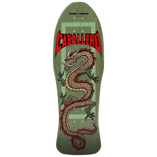 Skateboard Deck For Beginner Tricks-Powell Peralta Steve Caballero Chinese Dragon Reissue Deck 10" Green