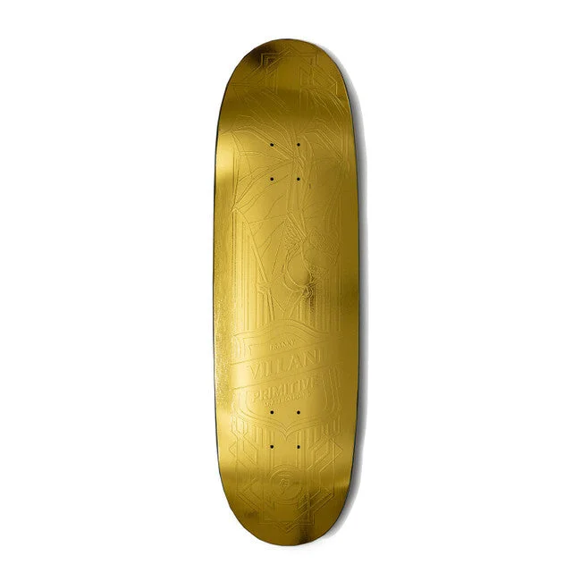 Skateboard Deck With Custom Colors-Primitive Skateboards Franky Villani Gold Bat Skateboard Deck - 9.125 Egg Shape