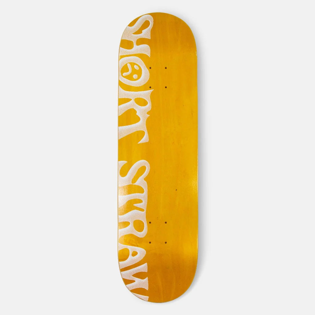 Skateboard Deck With High Pop-Short Straw Fadeaway Logo Yellow Skateboard Deck - 8.375