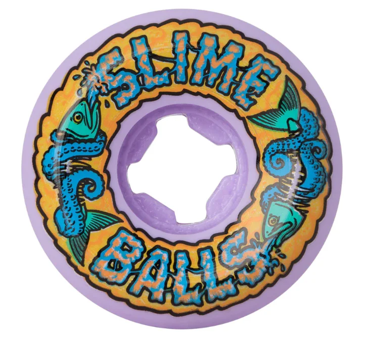 Skateboard Deck With Quality Construction-Slime Balls 54mm Fish Balls Purple 99a