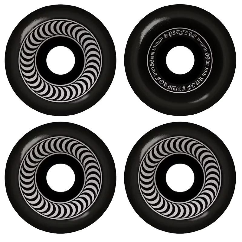 Skateboard Wheels With Extra Stability-SPITFIRE F4 OG CLASSIC 99D WHEELS BLACK - 56MM