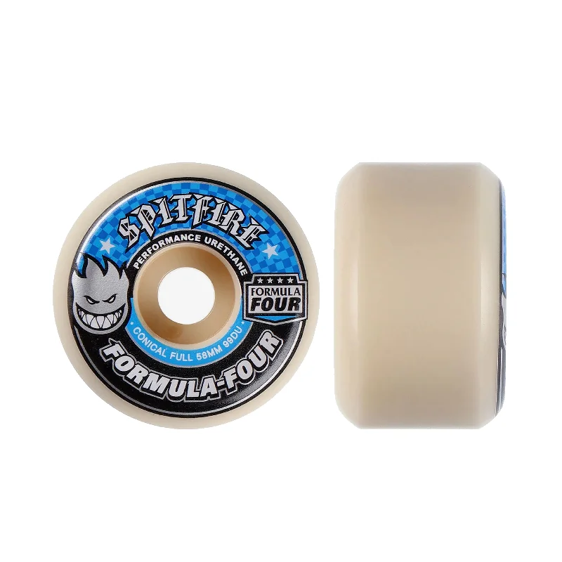 Skateboard Wheels With Perfect Hardness-Spitfire Formula Four Conical Full 99D Skateboard Wheels - 58mm