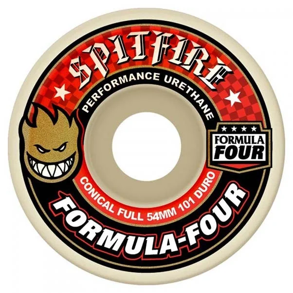 Soft Skateboard Wheels For Street Skating-Spitfire Formula Four Skateboard Wheels Conical Full 101Du 54mm