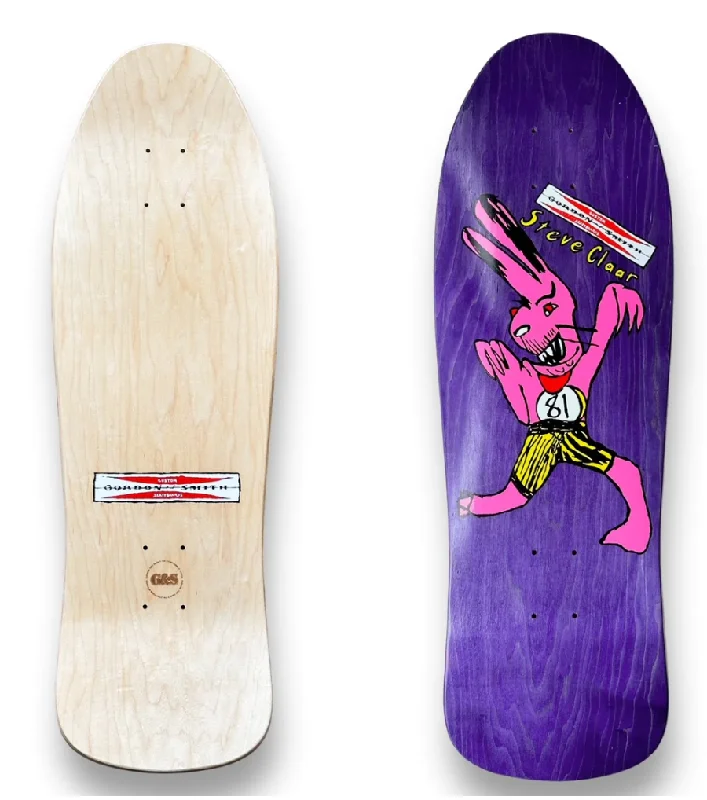 Skateboard Deck With Extra Grip-Steve Claar “Rabbid Rabbit” C 90 Concave - Purple Reissue Deck