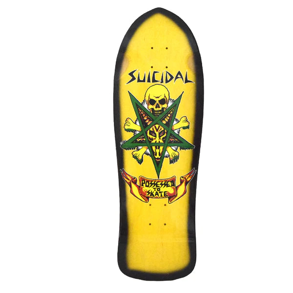 Deck For Skateboarding Beginners-Suicidal Skates Possessed To Skate Skateboard Deck Yellow Stain/Black Fade - 10.125 x 30.825