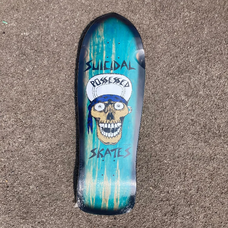 Skateboard Deck For Expert Skating-Suicidal Skates Punk Skull Reissue Skateboard Deck Blue Stain/Black Fade - 10.125 x 30.825