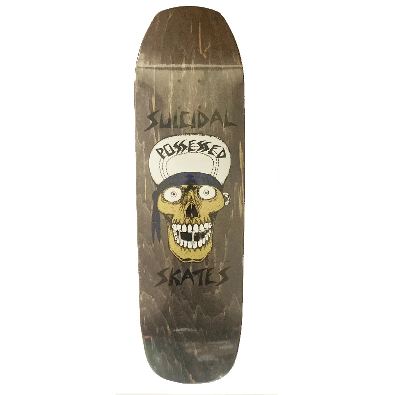 Best Skateboard Deck For Long-Term Use-Suicidal Skates Punk Skull Skateboard Deck Black Stain - 9.125