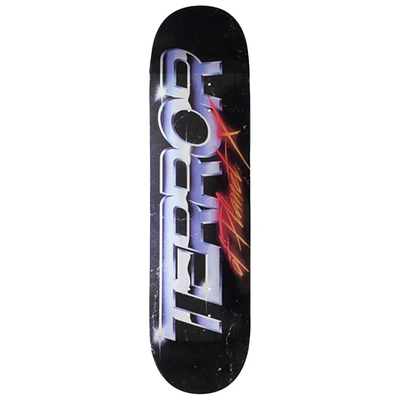 Skateboard Deck With Strong Wood Construction-Terror Of Planet X Chrome Logo Deck